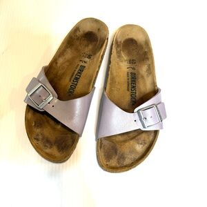 Birkenstock Madrid Netallic Big Buckle slide sandals